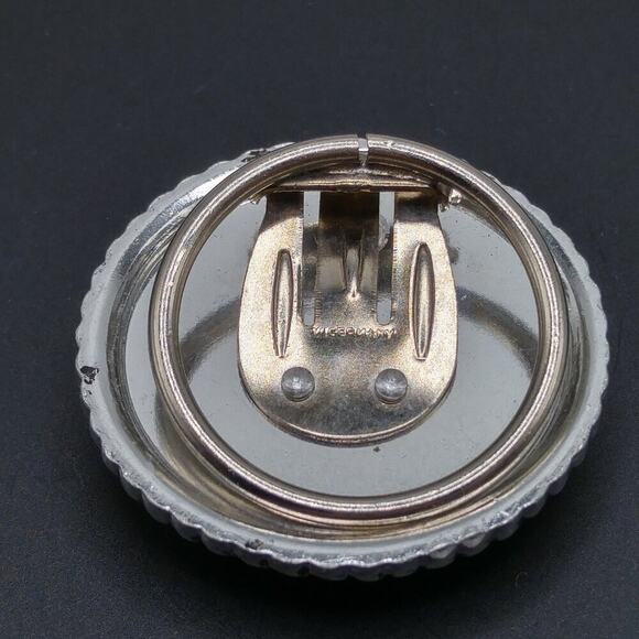 West Germany Floral Scarf Clip, Lucite Background, Mid-century, 1 3/8 Inches - Picture 4 of 8